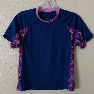 Patagonia Girl's Rashguard Swim Top Size 12 Large Navy
